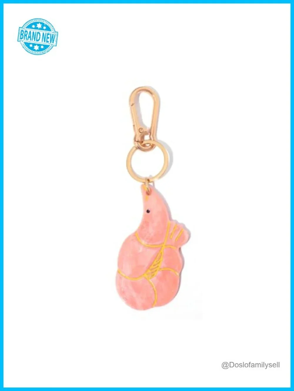 Gold Accent Keychain, Novelty Bag Charm with Lobster Claw Clip, Glossy Finish